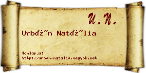 Urbán Natália névjegykártya